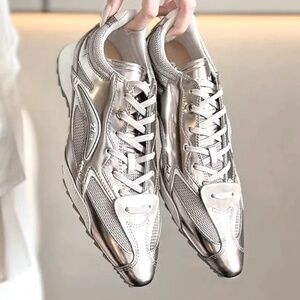 Silver Pointed Toe Sneakers Trainers ➡️FLAW⬅️